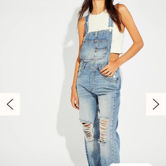 COPY - DISTRESSED LOOK BLUE OVERALLS - Picture 3 of 16